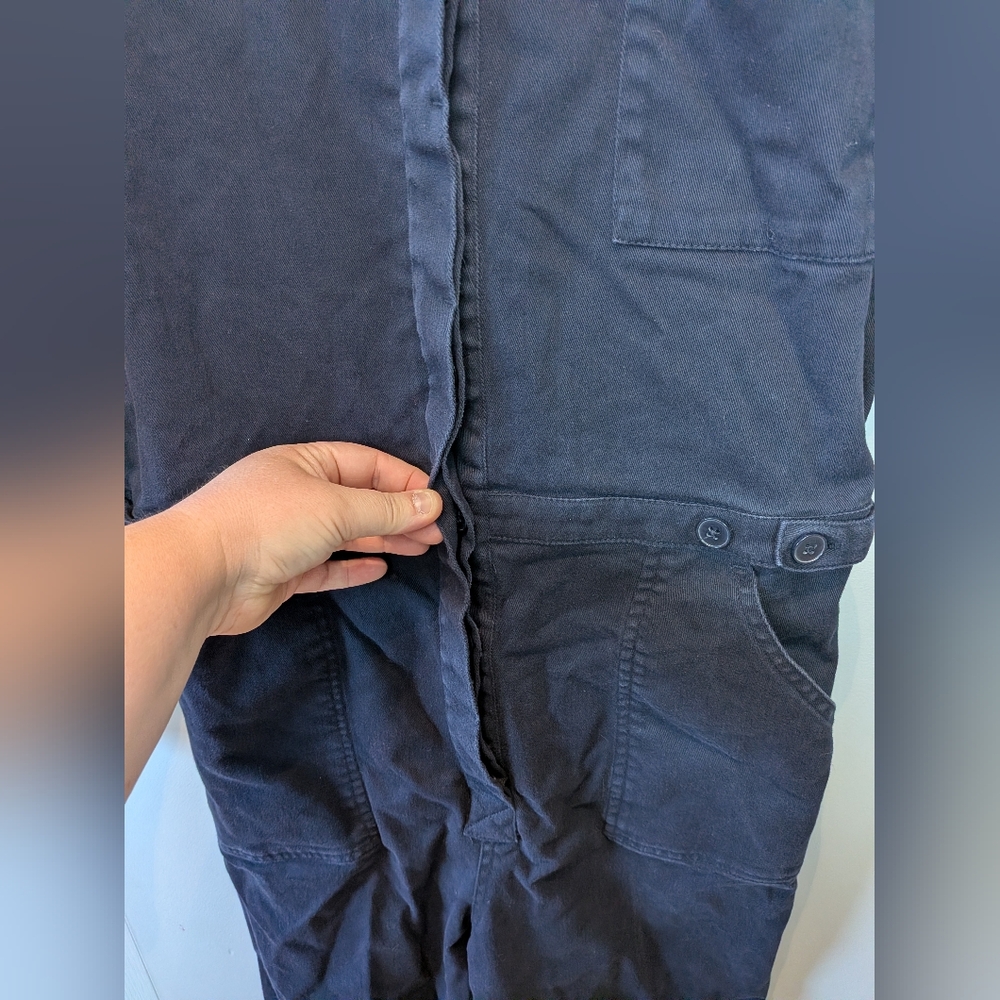 FRANK & OAK Women Romper Size M Navy Blue Straight Leg Buttons Closure - Picture 6 of 16